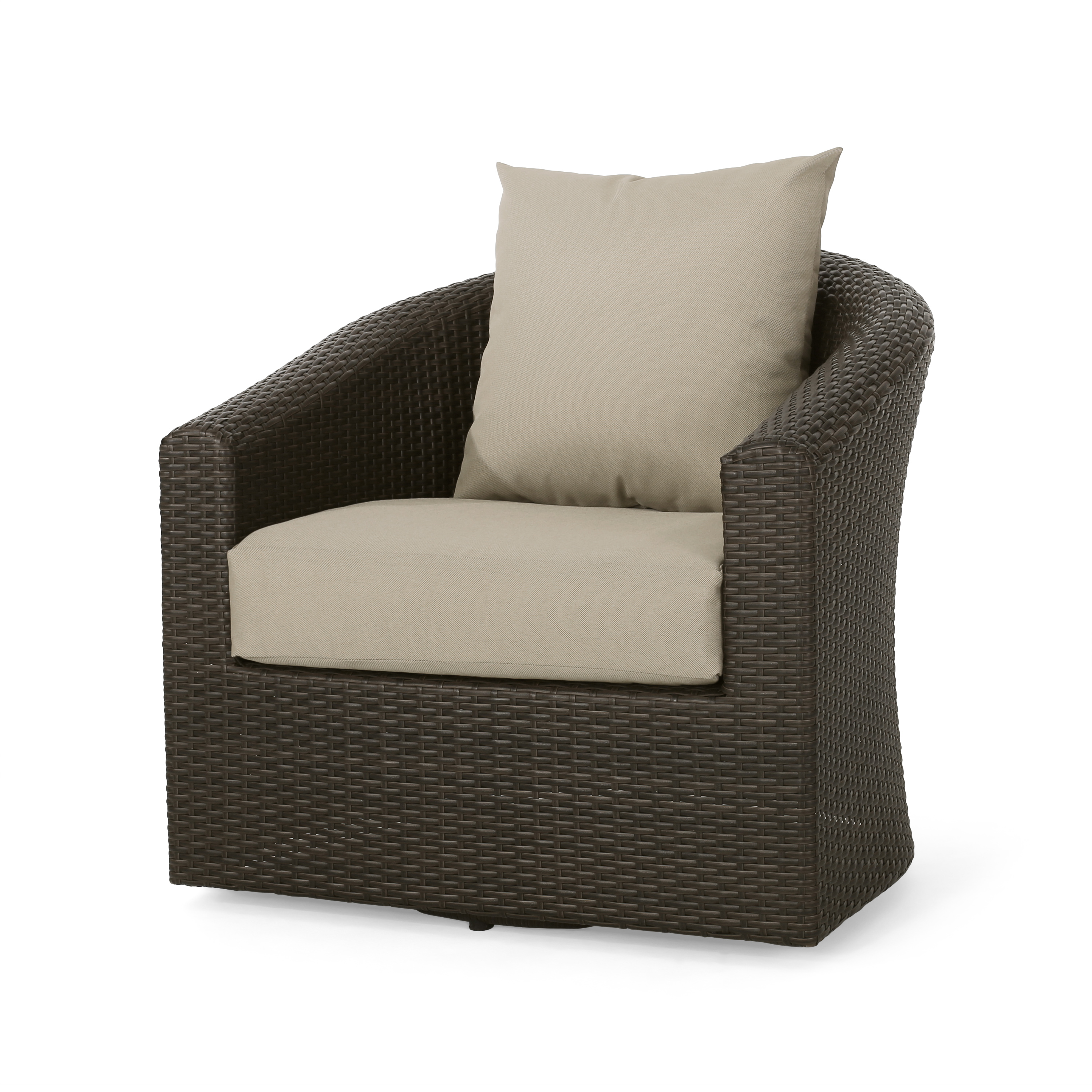 Dillard Outdoor Aluminum Framed Wicker Swivel Club Chair, Mixed Brown and Mixed Khaki - image 3 of 13