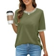 thumbnail image 2 of EDFBUYKRS Women's Plus Tops for Women 2026 Casual Womens Summer Tops Short Sleeve Striped Color Block Shirts Crewneck Loose Casual Tee Tops M, 2 of 9