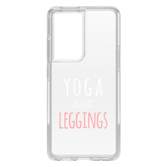 DistinctInk Clear Shockproof Hybrid Case for Galaxy S21 ULTRA 5G (6.8" Screen) - TPU Bumper Acrylic Back Tempered Glass Screen Protector - Yoga and Leggings