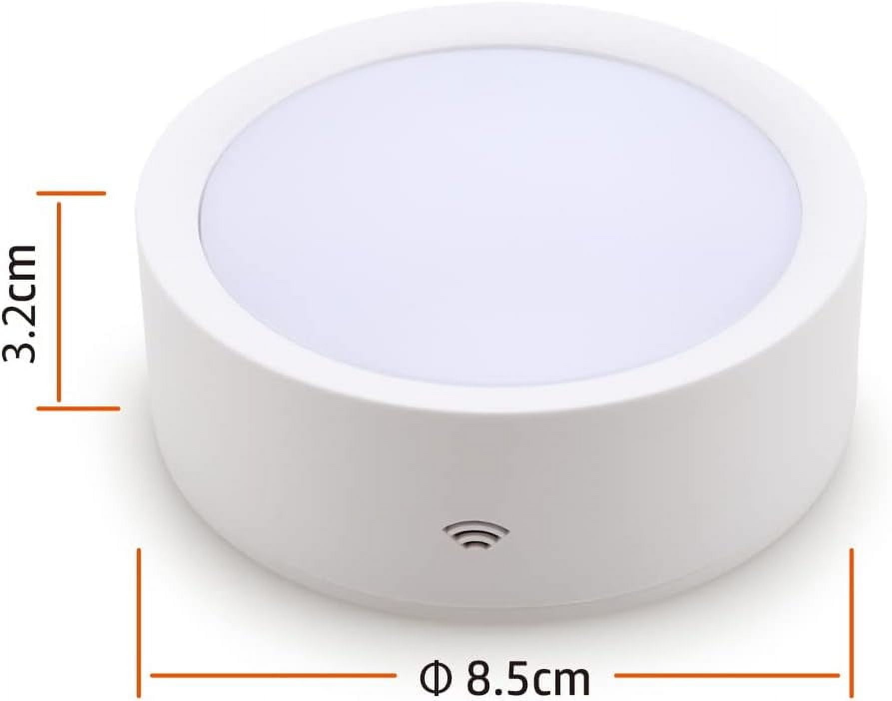 JJEAN-Locker Light Magnetic Under Cabinet Lighting with Remote, Rechargeable Tap Light Dimmable Battery Operated Wireless Shelf Lights, Color Changing Puck Lights for Kitchen Toillet Bedroom White