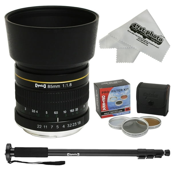 Opteka 85mm f/1.8 Manual Focus Telephoto Lens w/ Monopod for Nikon D5