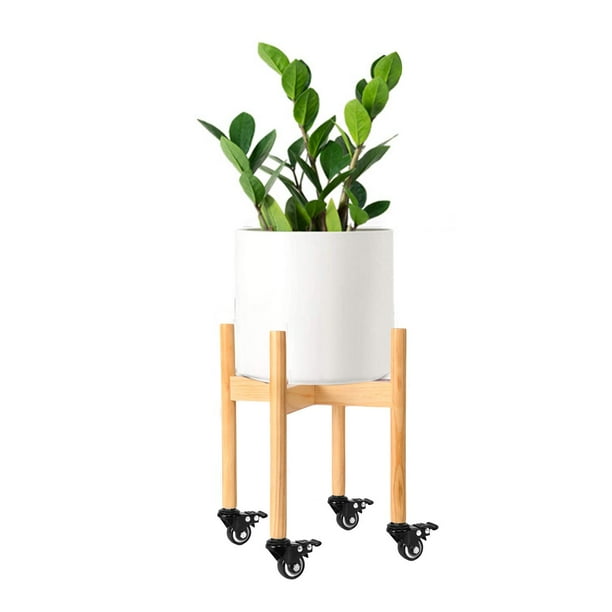 Porta macetas,Soporte de madera para plantas con ruedas Soporte para macetas móvil,Estante de exhibición con ruedas para plantas de interior,Soporte para macetas de suelo Color de la madera | Bodega Aurrera en