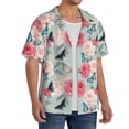 thumbnail image 4 of Xecao offers the Roses and Butterflies for Men's Casual Short-sleeved Shirt, a button-up collared shirt with a pocket, perfect for beach vacations and yacht travel in the 3X-Large size., 4 of 7