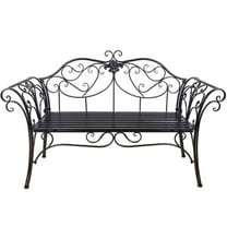 Hi-Line Gifts 51.5" Black Antique Outdoor Garden Bench With Armrest