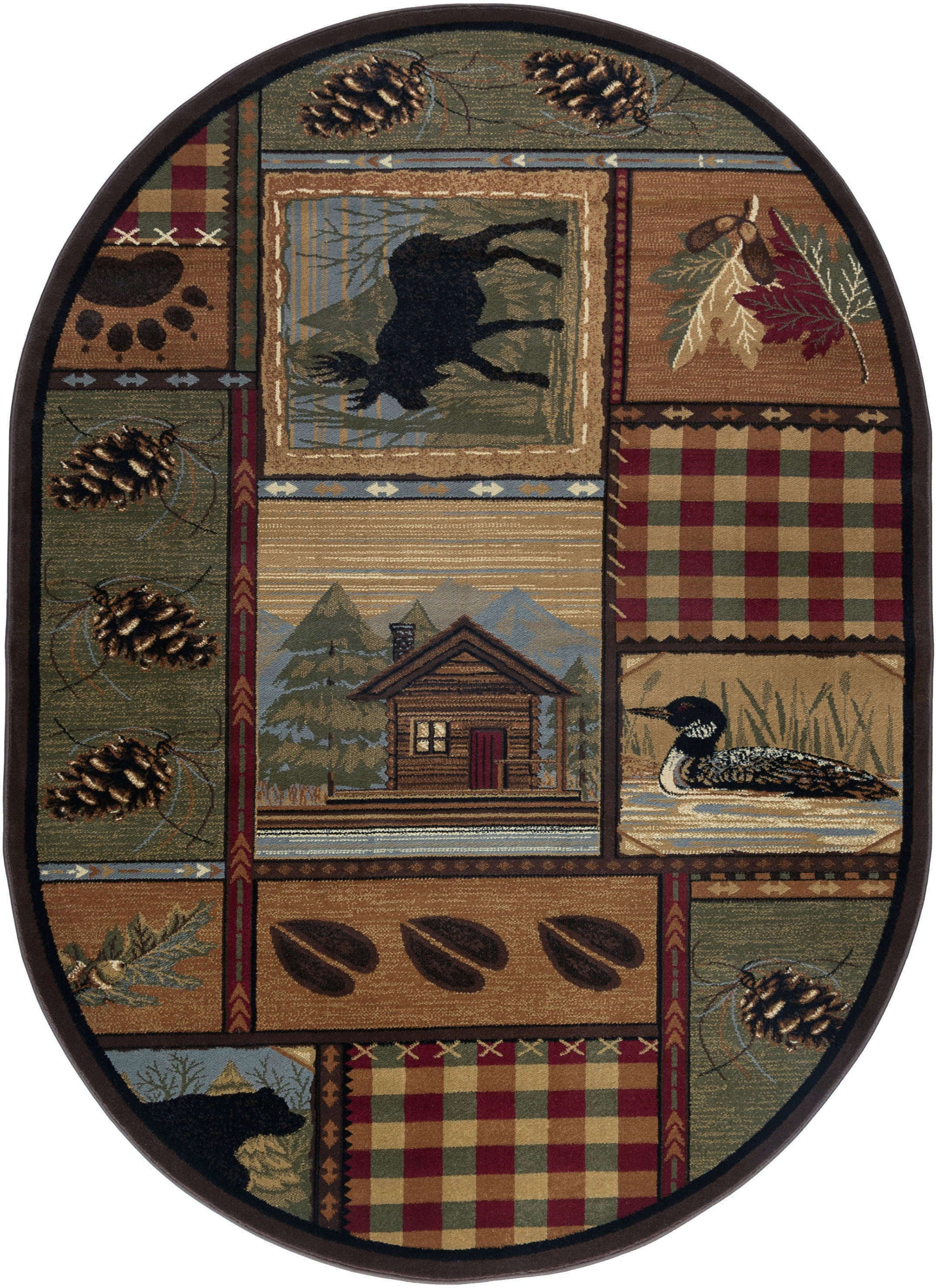 Nature Novelty 5' x 7' Oval Multi-Color Polypropylene Indoor Area Rug