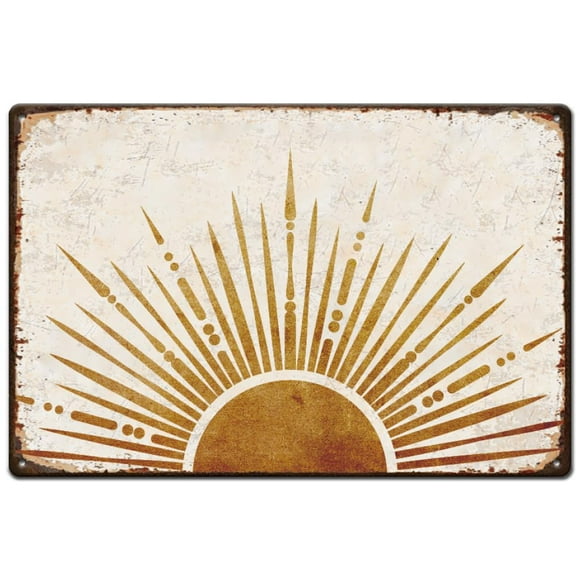 SUPERDANT Bohemian Sun Tin Sign Boho Style Metal Tin Signs Glittering Sun Funny Wall Art Painting Metal Poster Decor for Bedroom Living Room Playroom Library Cafe Bar Home