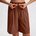 thumbnail image 4 of Lenpel Bermuda Shorts for Women High Waisted Wide Leg Pleated Knee Length Workout Long Shorts Casual Athletic Shorts with Pockets, 4 of 7