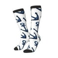 thumbnail image 2 of Haiem Navy Blue Anchor Socks, Funny Novelty Crazy Design Cotton Socks Sports Socks Knee High Socks For Men, Women,1Pairs - Gift For Working Friends, 2 of 9