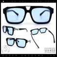 thumbnail image 2 of Mens Euro Mafia Mob Thick Bevel Frame Rectangle Racer Sunglasses [Black Silver - Blue], 2 of 8