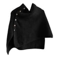 thumbnail image 3 of High Neck Button Down Knit Poncho for Women, Warm Shawl Winter Clothes for Women Cozy Travel Solid Color Large Scarf Wraps Fall Outfits Wrap Sweater Dress Shawls for Women,Black,One Size, 3 of 5