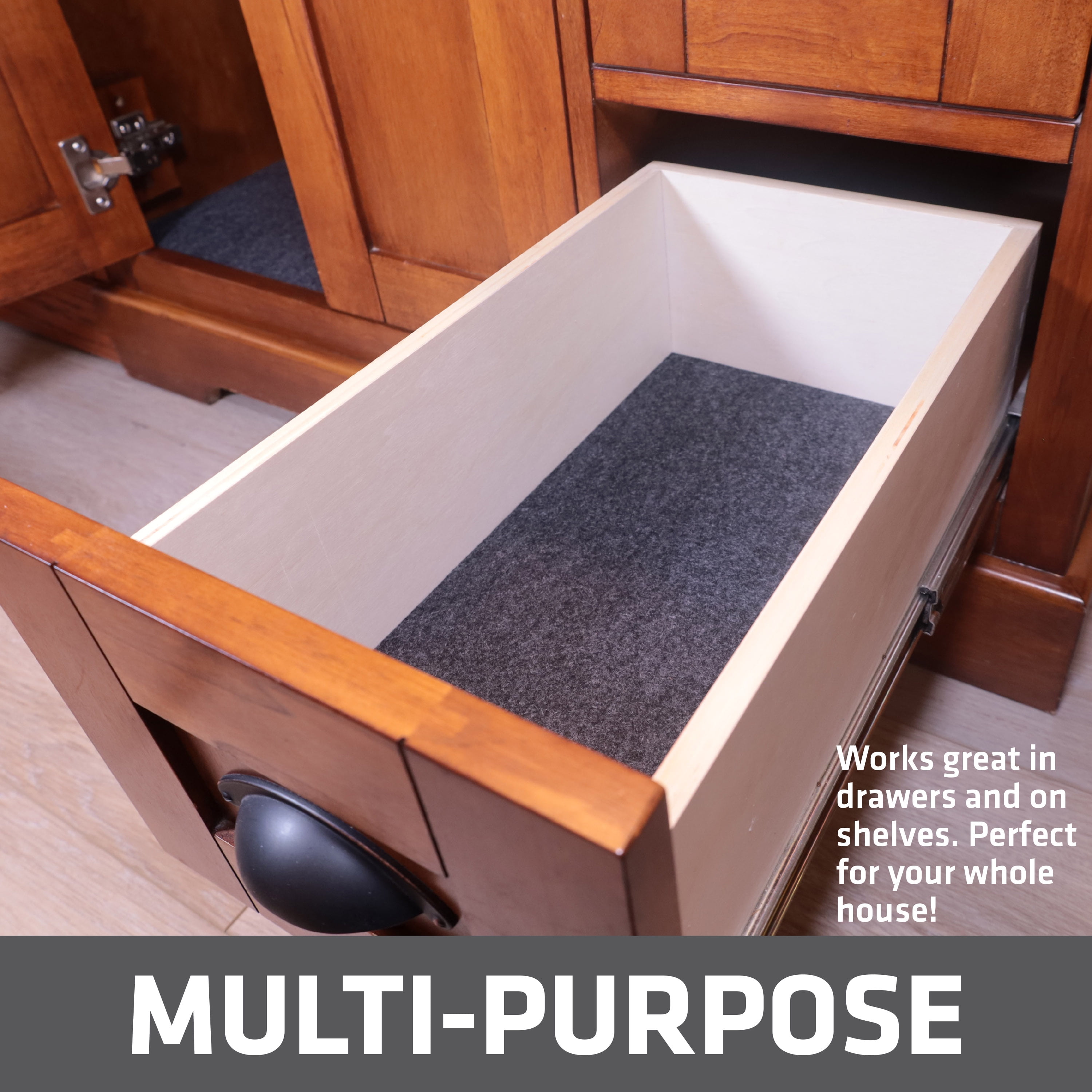 Drymate Under Sink Mat, Waterproof Cabinet Protection Mats for Kitchen & Bathroom, Absorbent Shelf Liners, Slip-Resistant, Non-Adhesive, Machine Washable, Durable (24”x29”)(Charcoal)