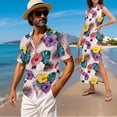 thumbnail image 2 of Garronmavis Hawaiian Hibiscus Couples' Outfits Husban and Wife Clothing Men's Button Down Shirt Hawaiian Party Shirts and Womens Sleeveless Dress Maxi Beach Vacation Sundress, 2 of 7