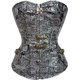 thumbnail image 3 of Camisola moldeadora de cintura con encaje y lazo sin espalda con estampado de flores para mujer, top de poliéster, 3 of 5