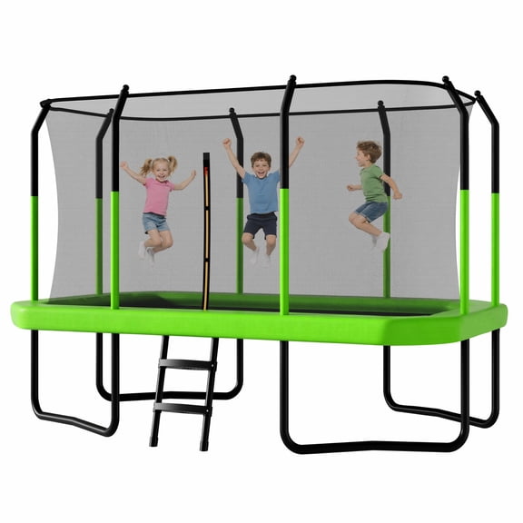 Alvantor 8x14 ft Rectangle Trampoline for Kids, Outdoor Trampolines with Enclosure Net for Gymnastics Green