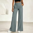 thumbnail image 3 of Women's High Waist Wide Leg Dress Pants, Front Seam Flare Trousers with Elastic Back Waist and Side Pockets, Lightweight Wrinkle Resistant Suiting Pants for Office Commute Daily Wear Dark Gray XXXL, 3 of 10