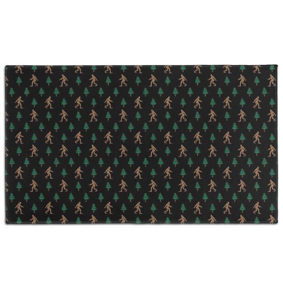 Black Bigfoot and Tree Pattern Door Rugs,Washable Non Slip Door Mats Indoor,Decorative Door Mats,Entry Mat Indoor for Entrance,Bedroom,Kitchen,Bathroom,17"x30"