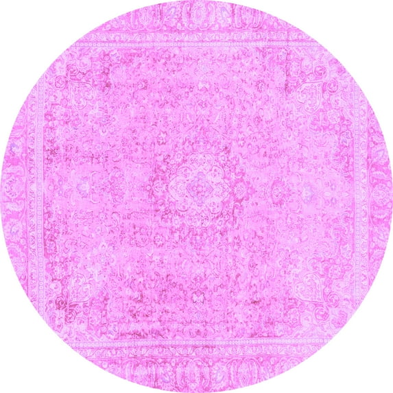 Ahgly Company Indoor Round Abstract Purple Modern Area Rugs, 6' Round