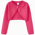 thumbnail image 2 of NOLDARES Kids Girls Cardigan Long Sleeve Button Toddler Cardigan Knit Sweater(Hot Pink,7-8 Y), 2 of 9
