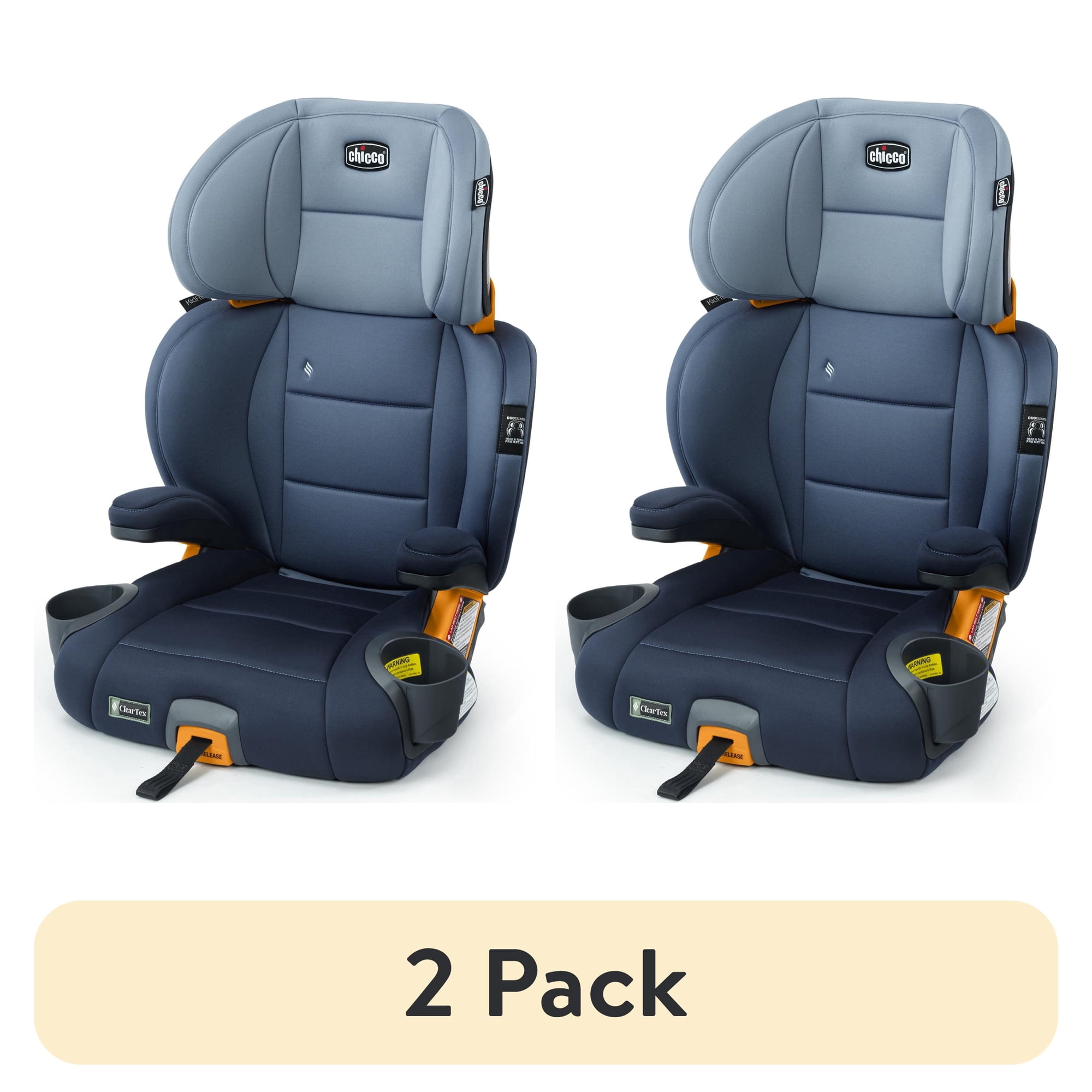 (2 pack) Chicco KidFit ClearTex Plus 2-in-1 Belt Positioning Booster Car Seat - Reef (Navy)