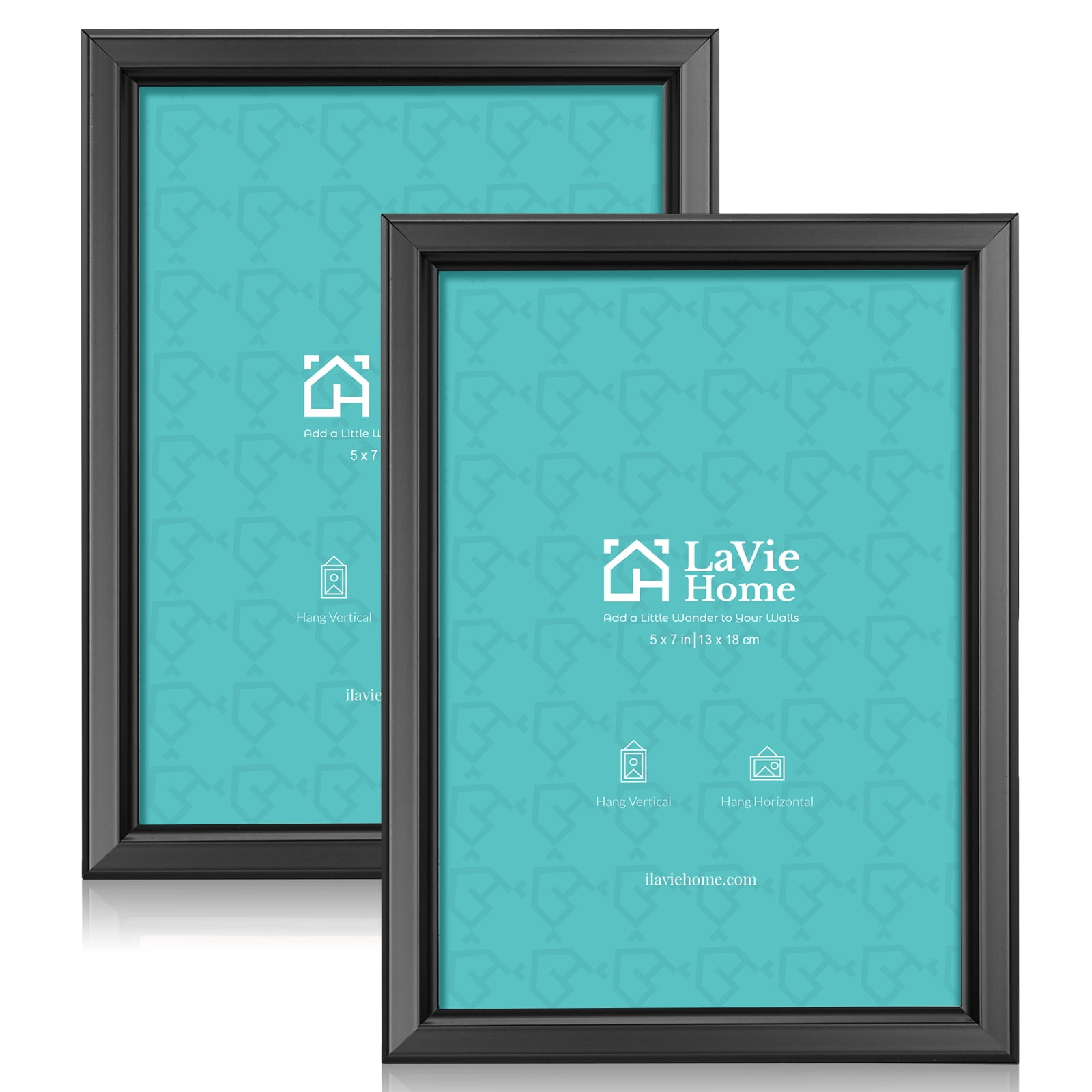 LaVie Home 5x7 Picture Frames (2 Packs, Black) Simple Designed Photo
