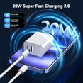 thumbnail image 3 of PYYNA-Compatible with iPhone 16/15 Charger Fast Charging, 20W Dual Port USB C & USB A Wall Charger Block Type C 10ft Long USB C Fast Charing Cable for Phone 15/16/Pro Max/Pro/Plus/Pad Pro/Air Android, 3 of 3