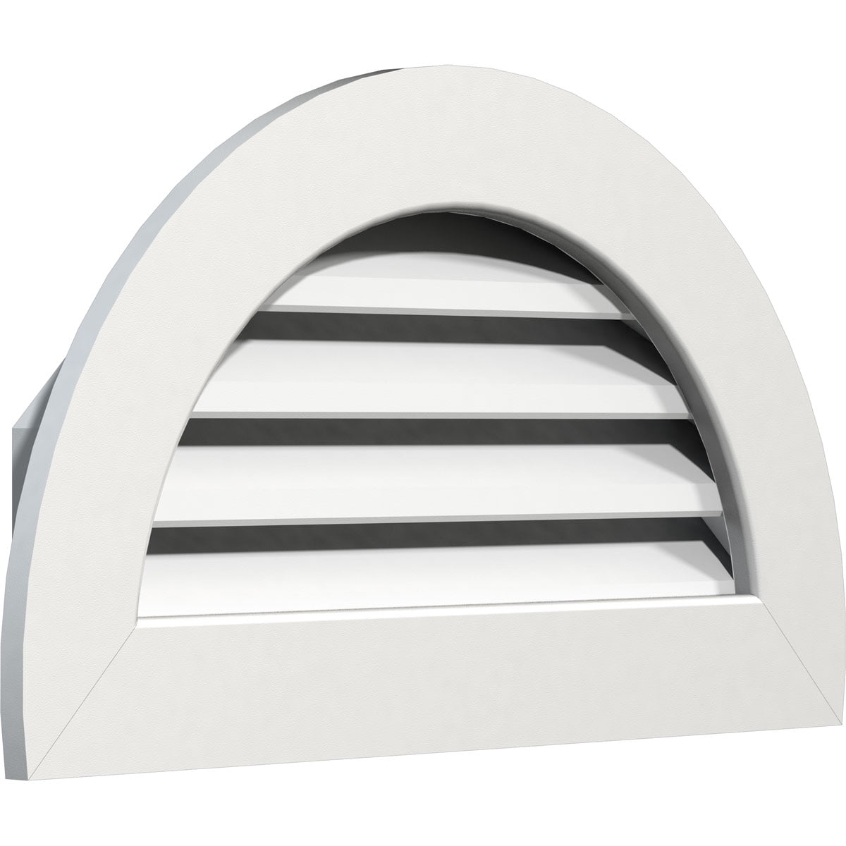 22"W x 11"H Half Round Gable Vent (27"W x 16"H Frame Size): Functional, PVC Gable Vent w/ 1" x 4" Flat Trim Frame
