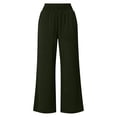 thumbnail image 4 of Women's Tencel Loose Wide Leg Pants, Mid Elastic Waist, Tummy Control, Straight Leg Trousers for Casual, Walking, Travel, Office, Lounge, Soft Summer | TruBelle,Army Green L, 4 of 6