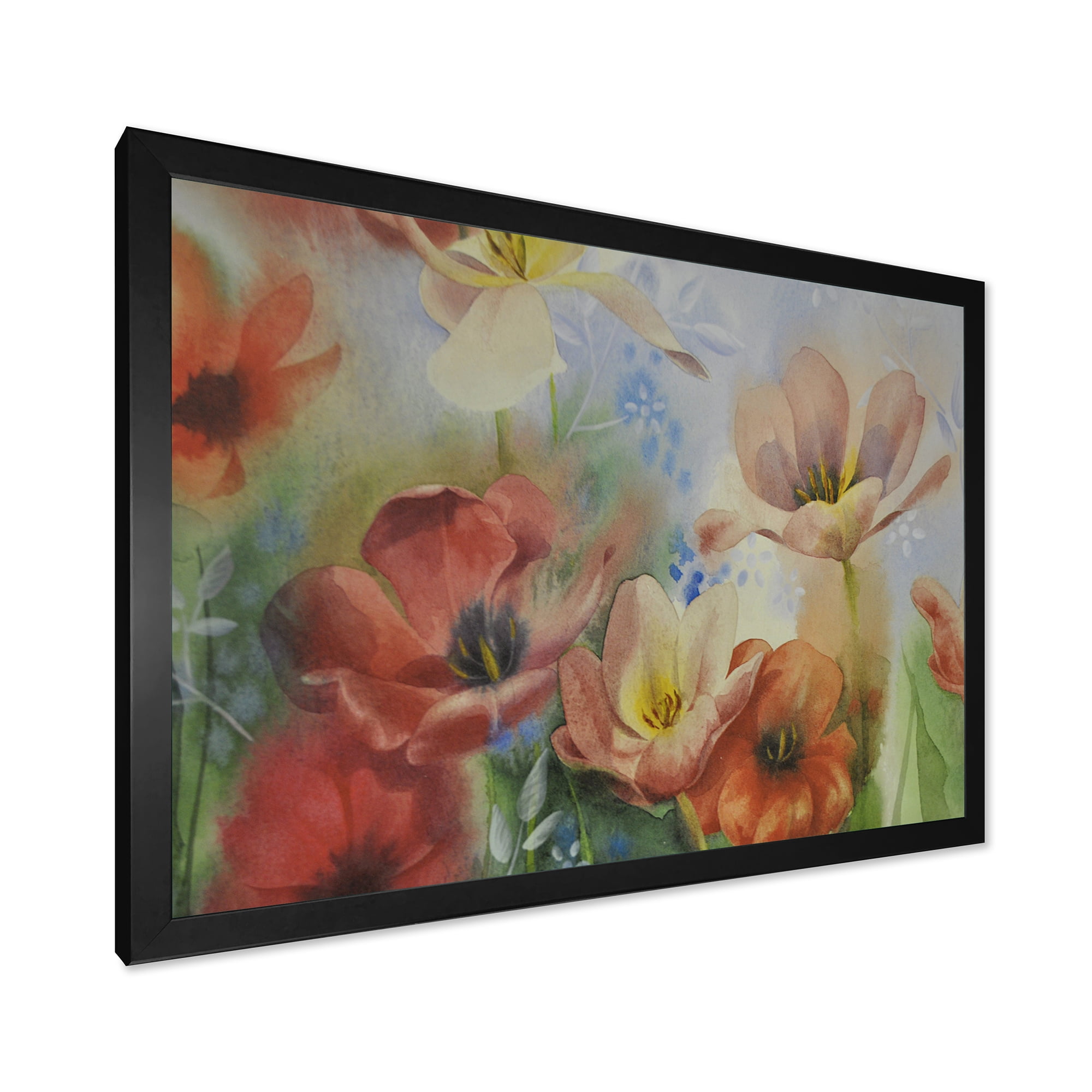 Designart 'Ancient Flowers In Dark Pastel Colours' Traditional Framed Art Print