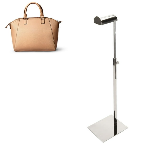 Purse Display Stand, Stainless Steel Adjustable Height Women Handbag Display Stand, Single Hanging Hook Bag Display Rack Counter Purse Holder for Household, Boutique Store