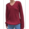 thumbnail image 1 of Womens Cable Knit Soft Business Casual Trendy Classic Pullover Sweaters Fall Outfits Wine Red M, 1 of 7