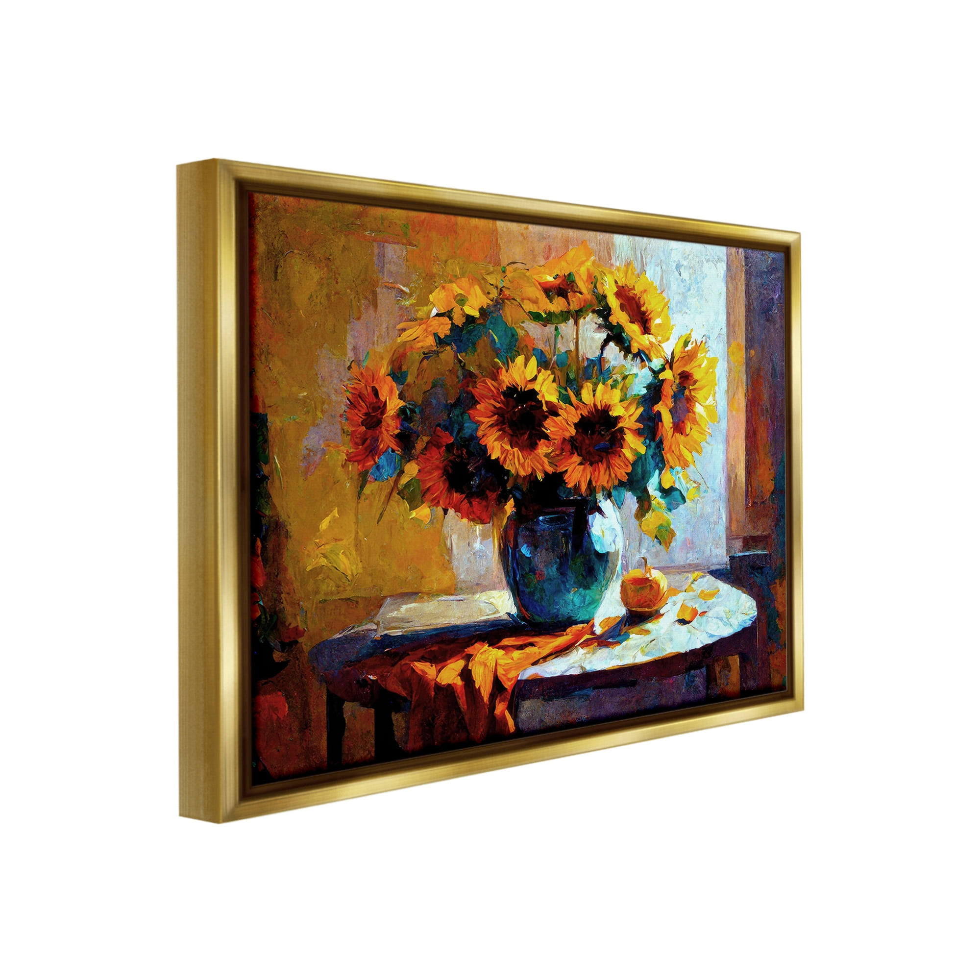 Stupell Industries Bouquet Still Life Painting Botanical & Floral Painting Gold Floater Framed Canvas Art Print Wall Art, 31 x 25