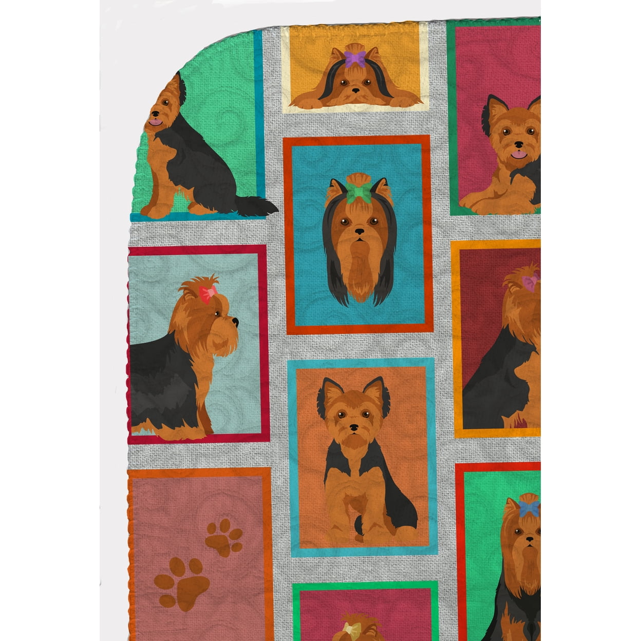 Lots of Black and Tan Yorkie Quilted Blanket 50x60