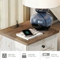 thumbnail image 6 of Set of 2 Nightstands with Charging Station, End Table featuring Power Outlets & USB Ports, Modern Side Table having Drawer and Storage Cabinet for Bedroom, Rustic White, 6 of 7