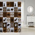thumbnail image 2 of Manfei Woodland Moose Shower Curtain 72Wx72L, Bohemian Aztec Plaid Bathroom Curtain, Dark Brown White, 2 of 5