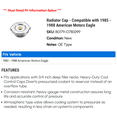 thumbnail image 2 of Radiator Cap - Compatible with 1985 - 1988 American Motors Eagle 1986 1987, 2 of 2