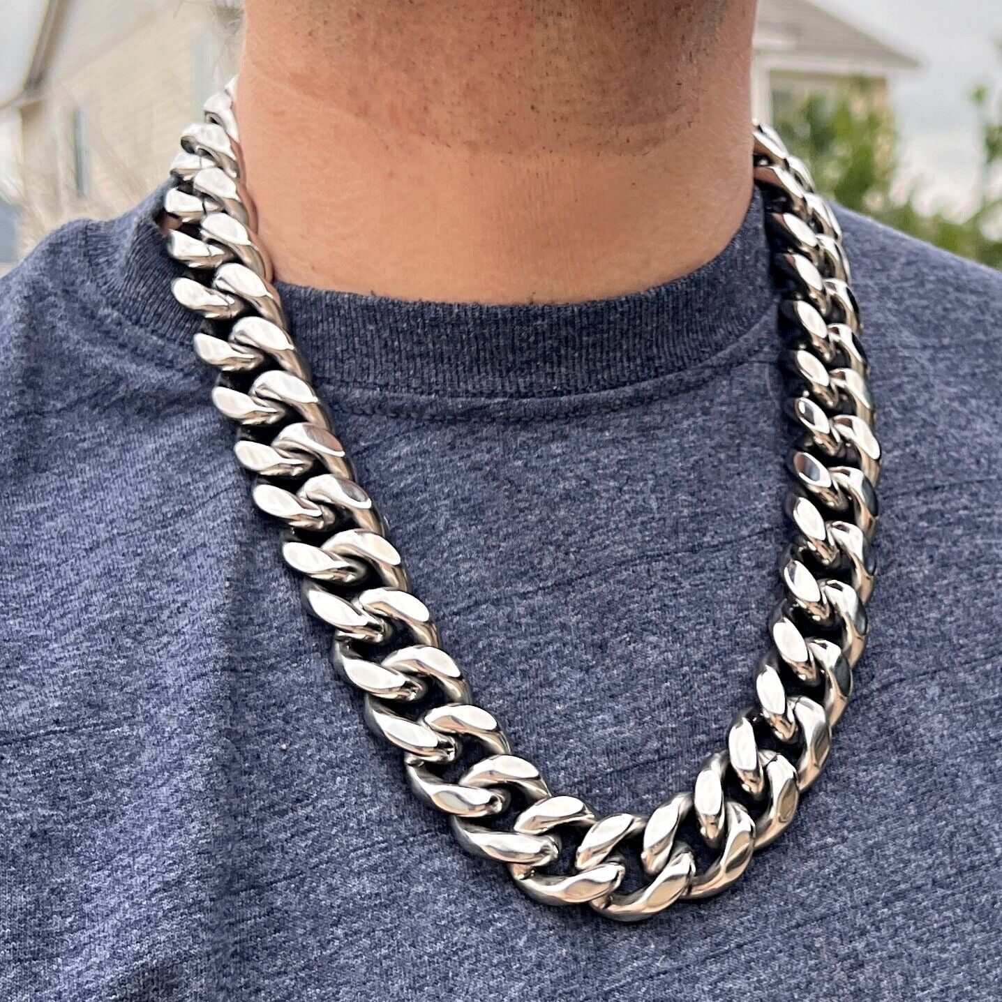 Mens 316L Stainless Steel Miami Cuban Link Chain Heavy Necklace 22MM Thick 24" Inch