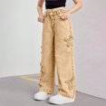 thumbnail image 4 of YunPes Girls Y2K Denim Pants Frayed Star Embroidered Wide Leg Pants with Elastic Waist Trendy Straight Leg Trousers Hip-Pop Streetwear, 4 of 6
