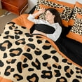 thumbnail image 4 of jejeloiu Leopard Cheetah Pattern 7pcs Bedding Comforter Set,Chic Minimalism Artwork Queen Bedding Sets,Orange Brown Queen Sheet Sets For Kids,Luxury Bedroom Decor Reversible, 4 of 8