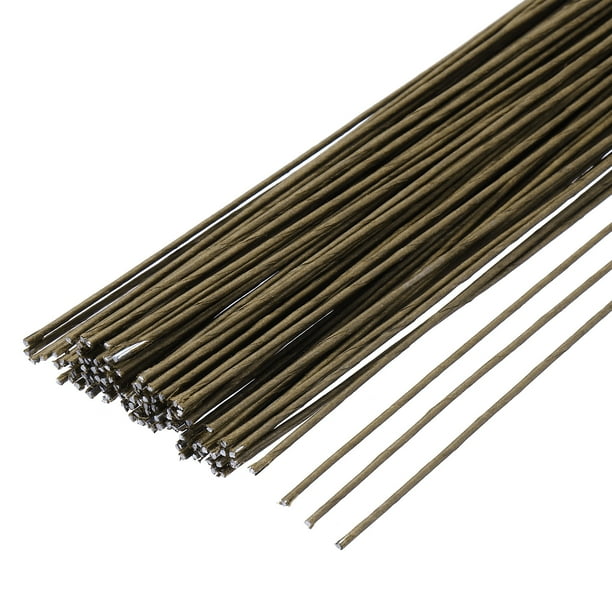 100 piezas de tallos de alambre floral marrón doblables de 1.2mm 16 Gauge para flores artificiales