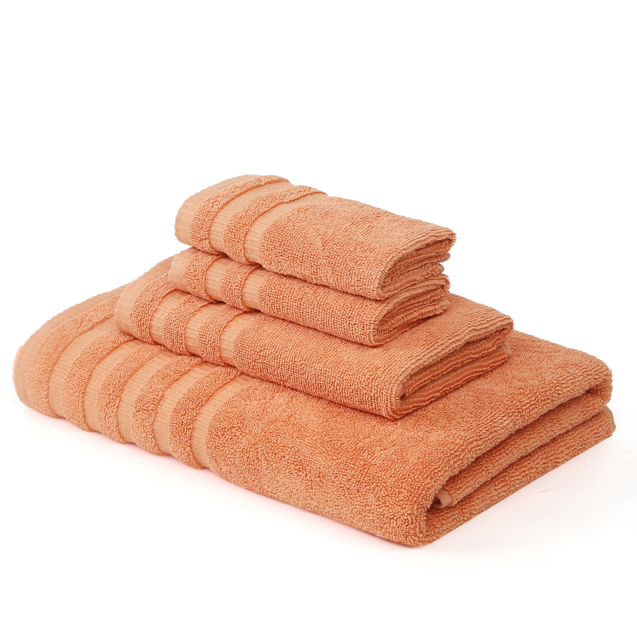 Modern Threads Oxford 6-Piece Yarn Dyed Adult Cotton Bath Towel Set, Coral