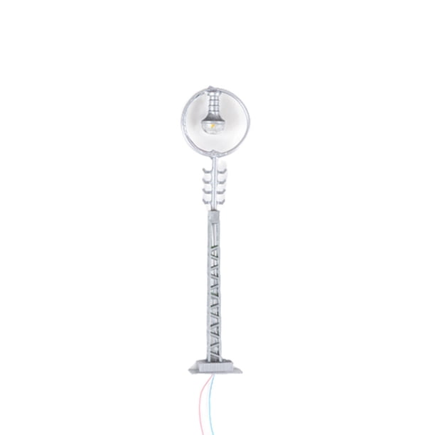 Wosthever Farola en miniatura Camino decorativo Lámpara de señal LED Simulación de arena Farola Edificio industrial Disposición ferroviaria Artesanía Plata (luz blanca)