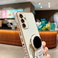 thumbnail image 5 of for Samsung Galaxy A54 5G 6.6” Phone Case with Luxury Plating Cute Cartoon Astronaut Stand Holder Case with Side Cute Small Heart Pattern Soft Shockproof Kickstand Bumper Cover (White), 5 of 12