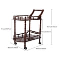 thumbnail image 3 of 2 Tiers Bar Cart, Solid Wood Storage Rack with Bottle Rack, Home Bar Service Cart with Wheels, 3 of 16