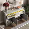 thumbnail image 6 of Canddidliike Wood Double Door Storage Floor Cabinet for Bathroom, Metal Console Table Credenza with Black Handle and Gold Legs, Accent White, 6 of 11
