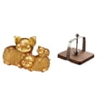 thumbnail image 1 of Figura decorativa de escritorio con forma de animal, soporte para papel higiénico y servilletero, fabricada en resina y madera de nogal. Ideal para la, 1 of 8