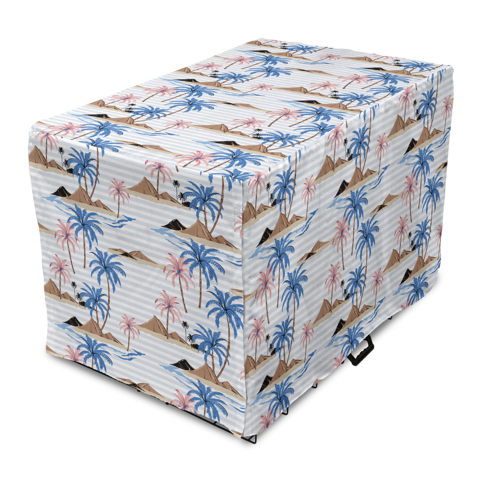 Exotic Dog Crate Cover, Tropical Coast of Coconut Palm Tree Caribbean