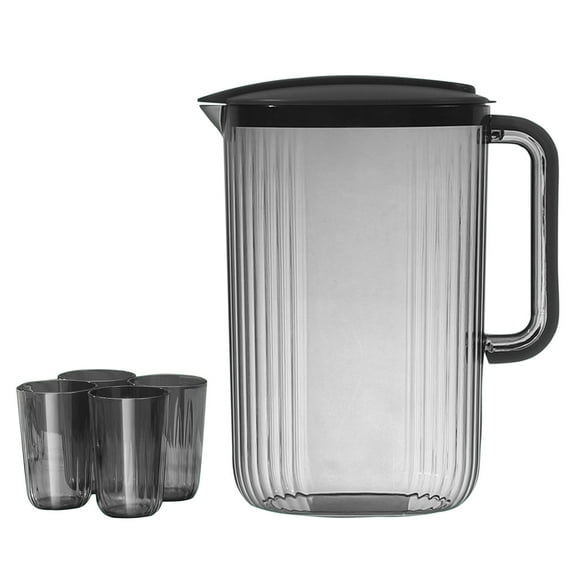 Gallickan Plastic Pitcher with Lid, 68 oz Water Jug with 4 Cup, Beverage Container for Fridge, Easy Clean Heat Resistant Water Jug for Party Drink, Black