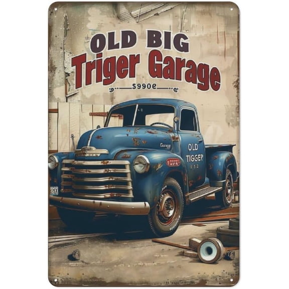 Classic Old Truck Garage Poster Metal Tin Signs Mechanic Nostalgic Vintage Car Metal Wall Decor for Man Cave 8 x 12 inches
