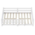 thumbnail image 5 of Bellemave Full Floor Bed with Safety Guardrails, Montessori with Rails and Openings, Full Size Bed Frame with Fence and Slats, No Box Spring Needed(White), 5 of 9
