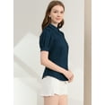 thumbnail image 4 of INSPIRE CHIC Women's Puff Sleeve Collared Cotton Work Office Button Down Shirt Navy Blue XS, 4 of 6